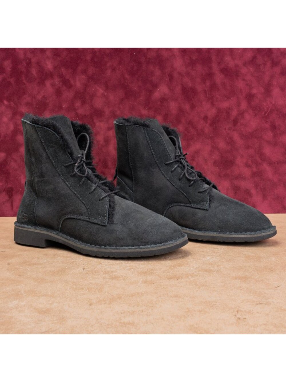 UGG Women Quincy Black Suede Chukka Fashion Lace-up Ankle Boots sz 10US EUR41
